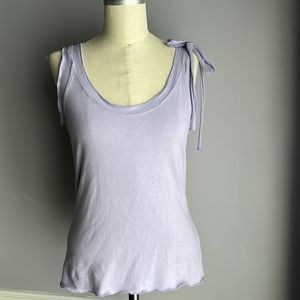 Lavender purple scoop neck fitted tank top with bow accent on the shoulder